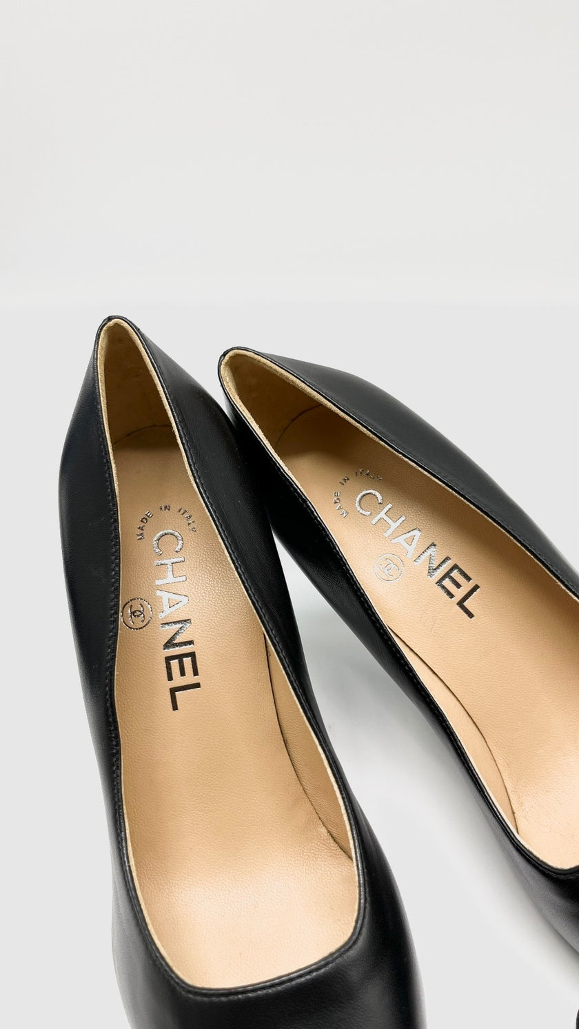 Brand New. Chanel Heel Black. 36.5|9656