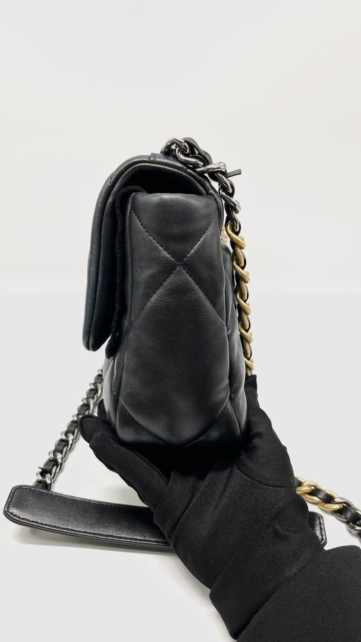 Brand New. Chanel C19 Flap Small Black Lambskin SHW/GHW. J7P5JPKG|10333