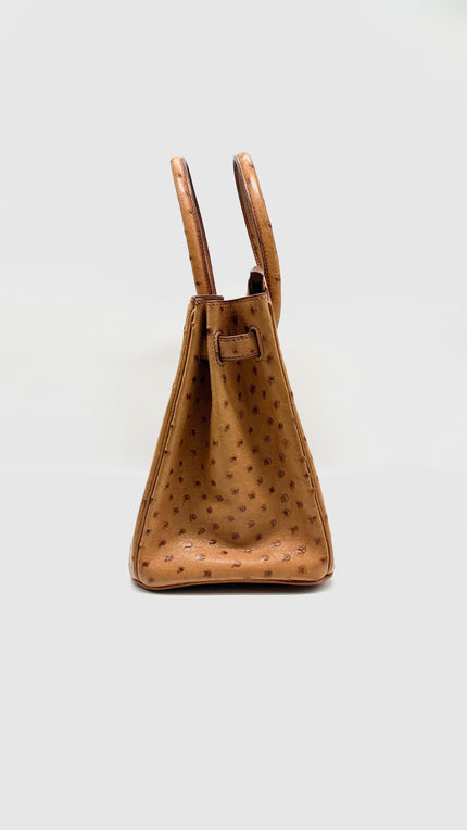 Preowned. Hermes Birkin 30 Ostrich Cognac PHW. J Square K19|11184