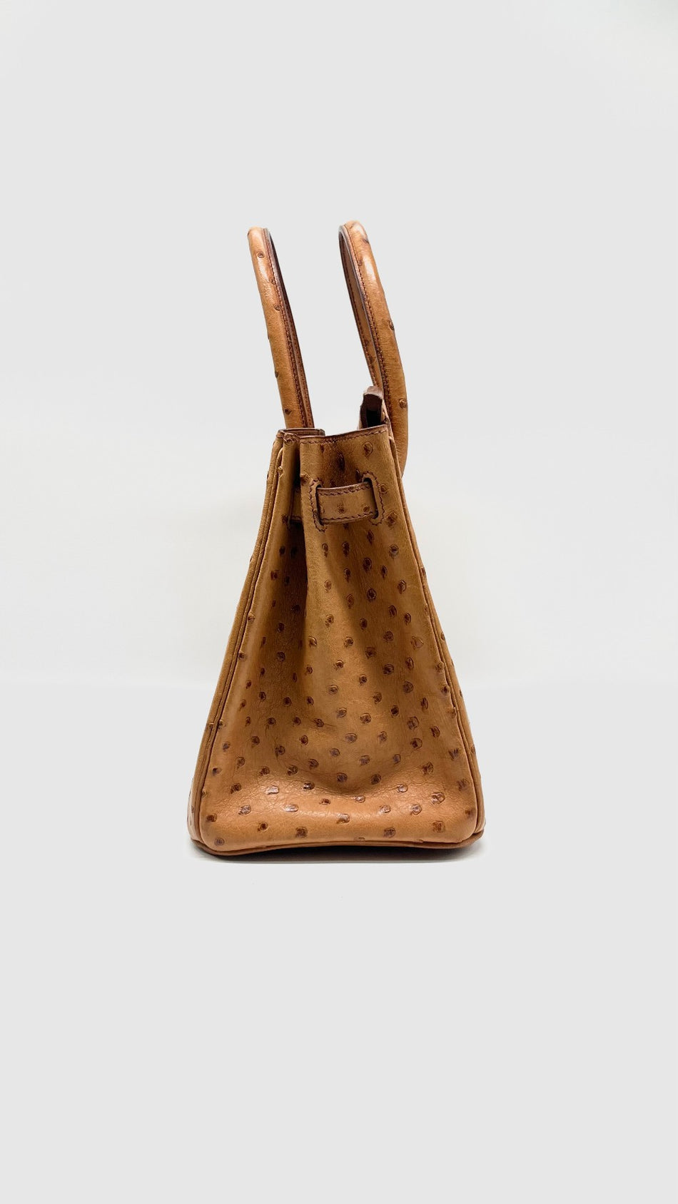 Preowned. Hermes Birkin 30 Ostrich Cognac PHW. J Square K19|11184