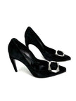 Preowned. Roger Vivier Heel Suede Black. 39|11696