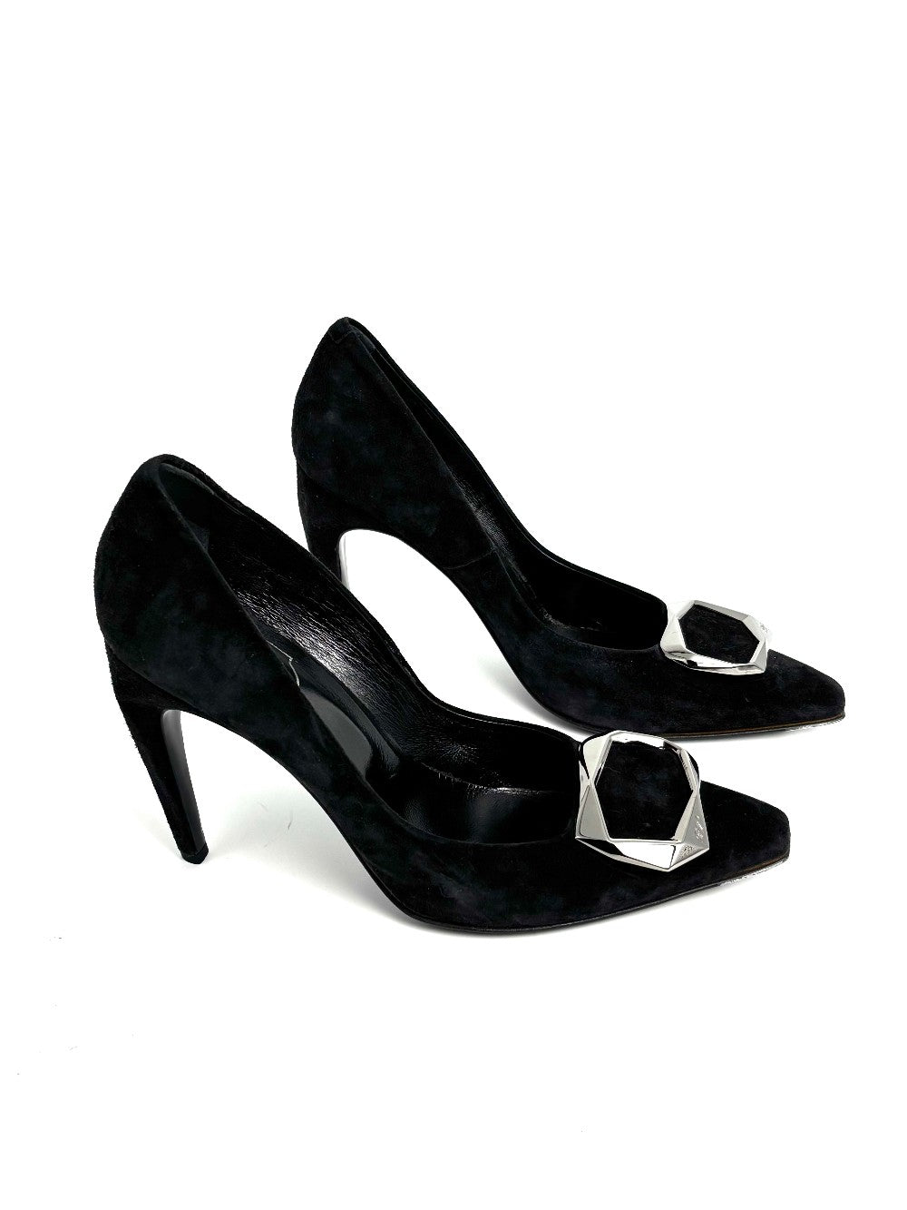Preowned. Roger Vivier Heel Suede Black. 39|11696