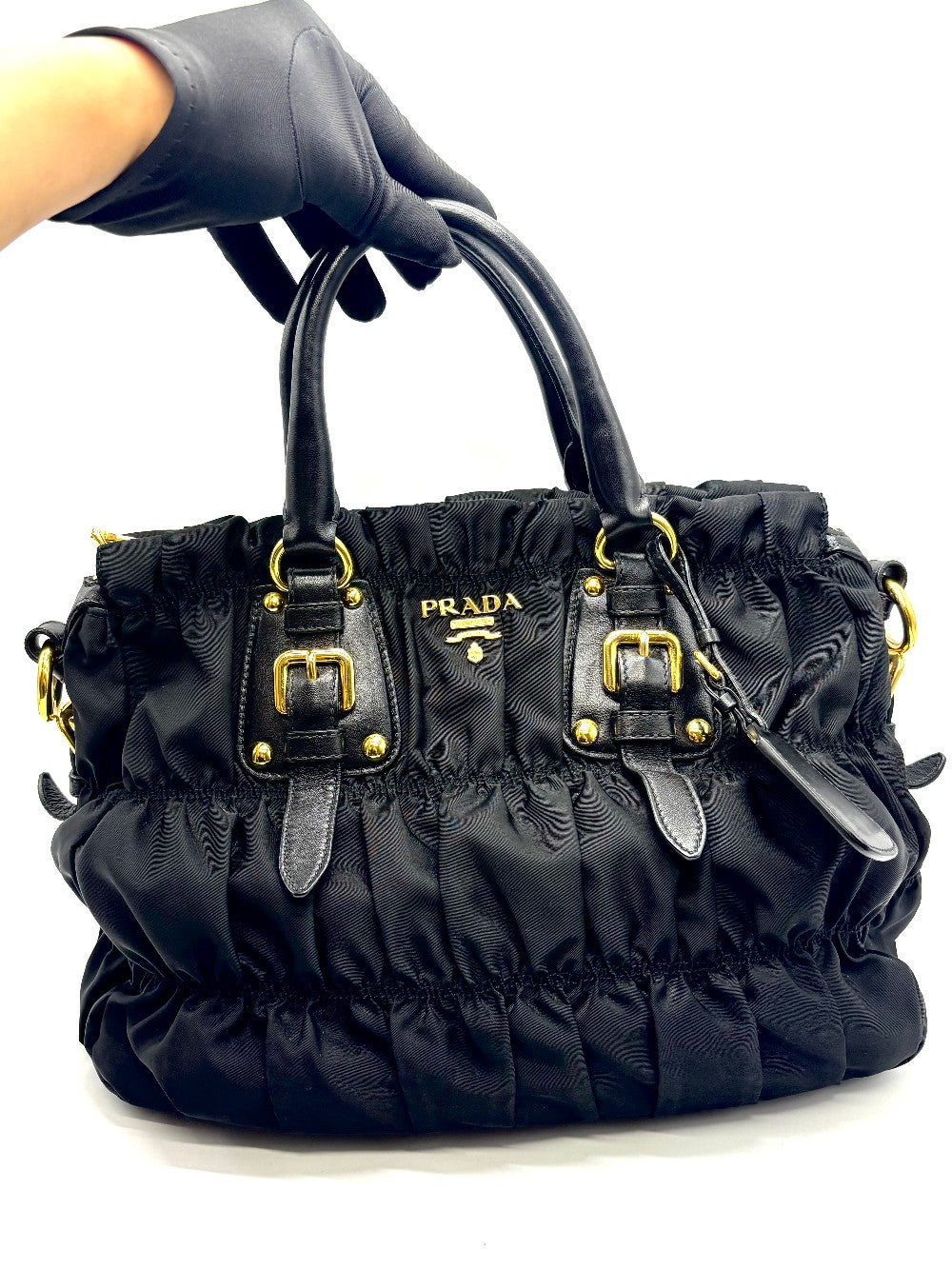 Preowned. Prada Gaufre Black Nylon|17638