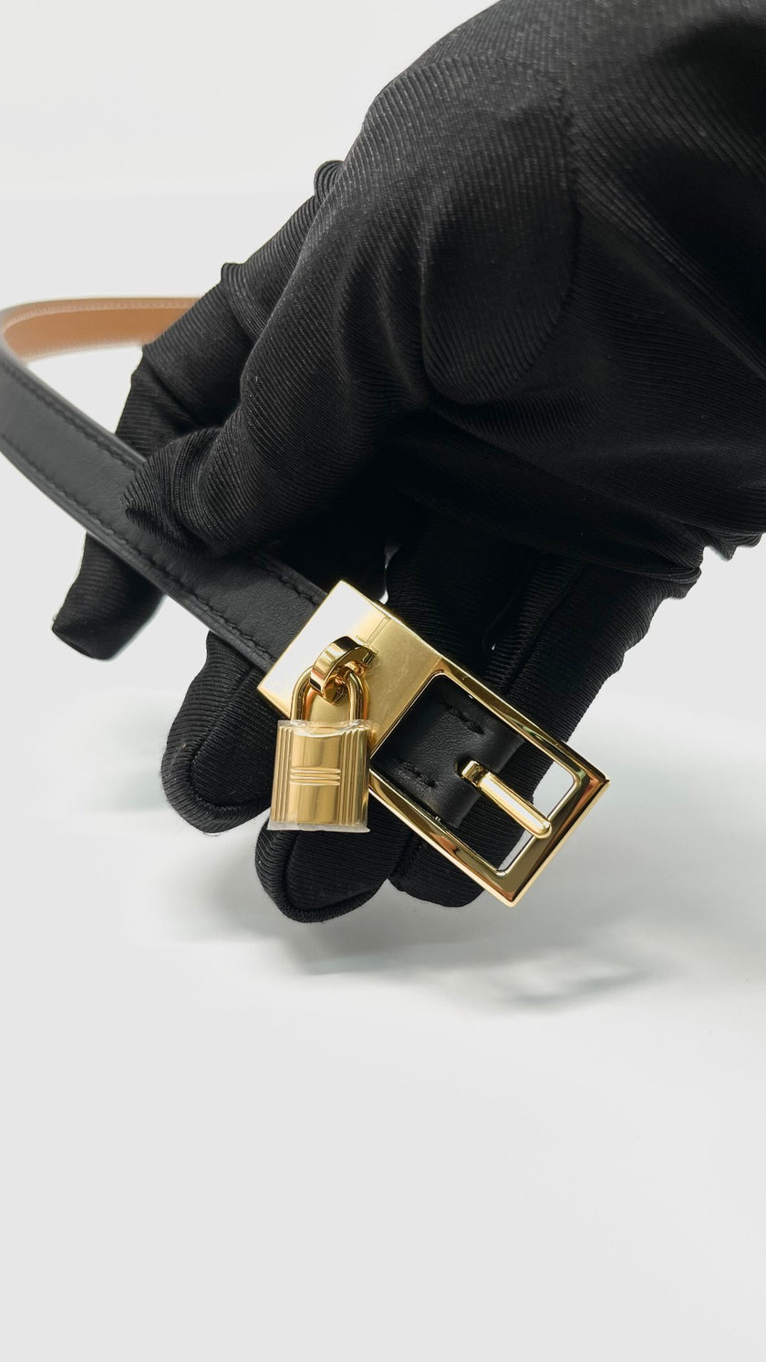 Brand New. Hermes Lucky 15 Belt Black GHW|9979