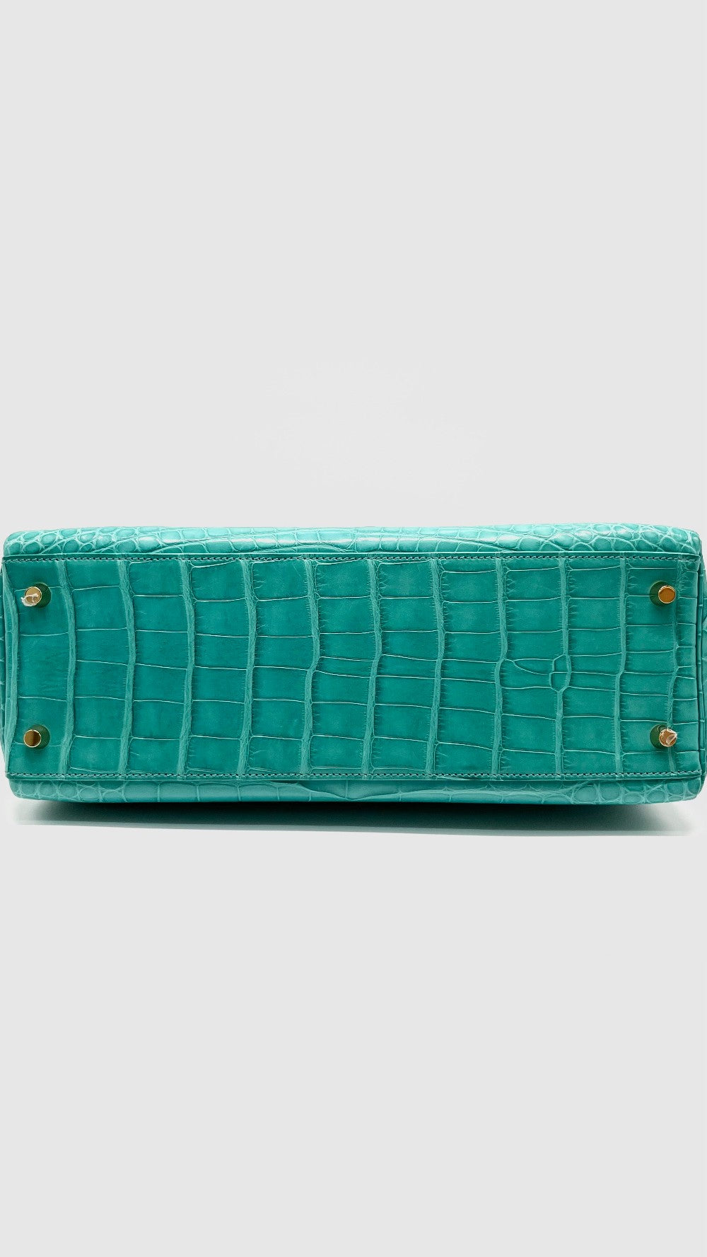 Like New. Hermes Kelly 32 Blue Lagoon Missippiensis Alligator GHW. API125MZ|15263