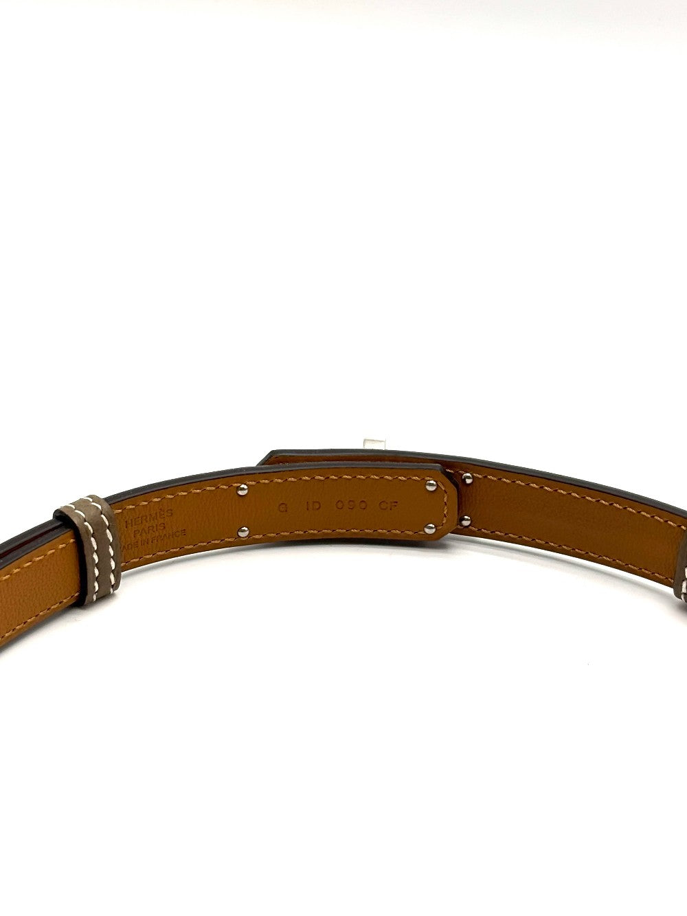 Brand New. Hermes Kelly Belt Etoupe PHW. GID090CF|17024
