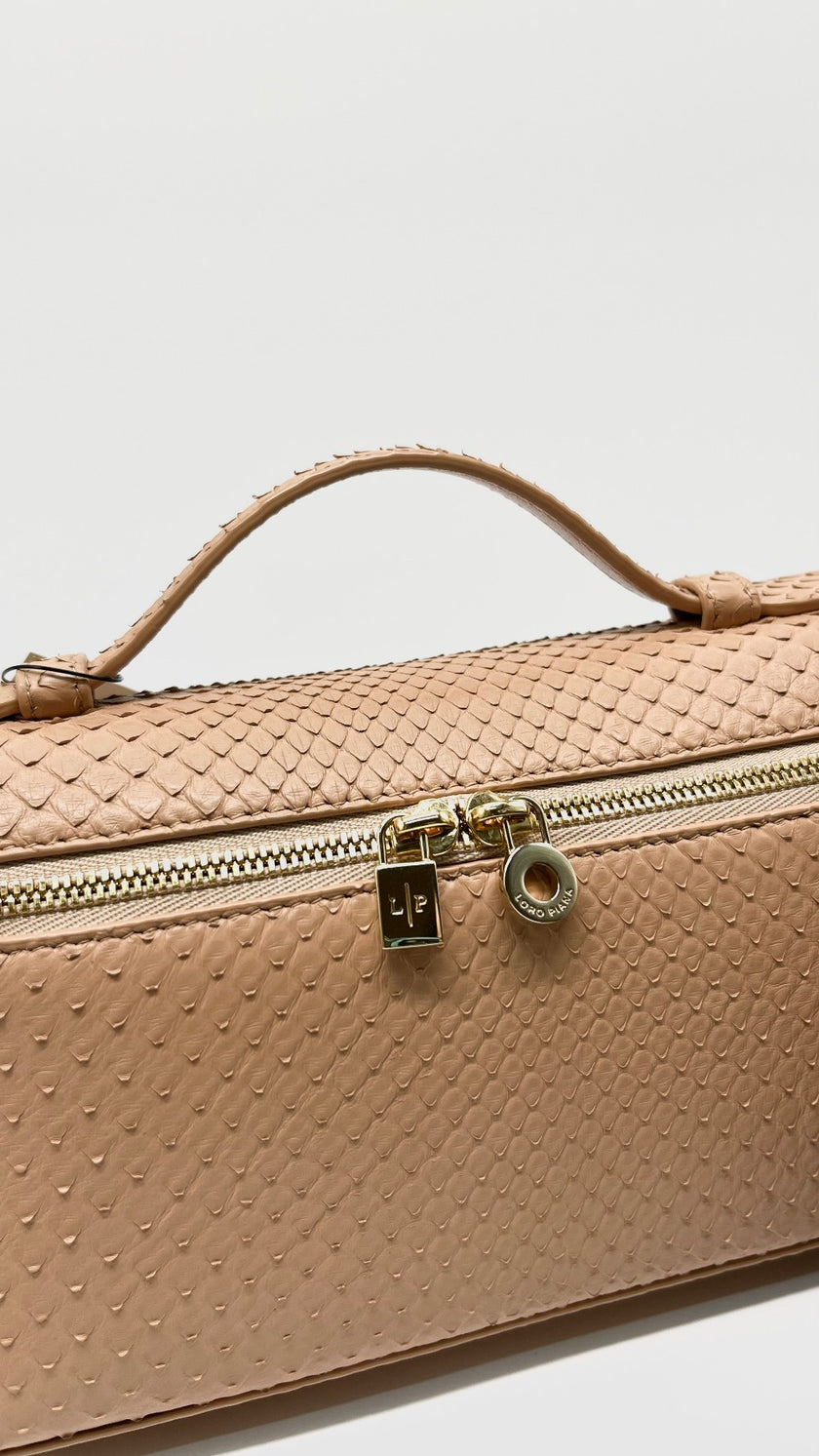 Unused. Loro Piana L19 Extra Pocket Phyton Nude GHW|10264