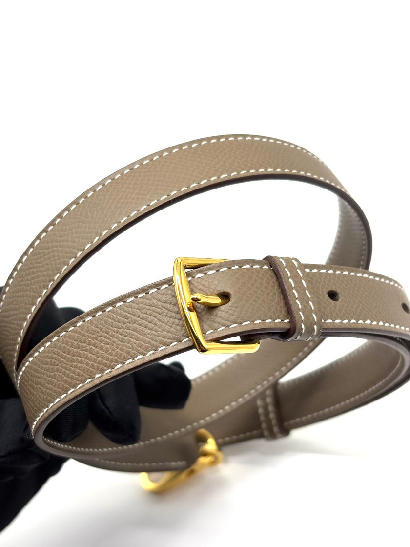 Brand New. Hermes Bandouliere A-Strap Etoupe GHW. KFM001PM|8912