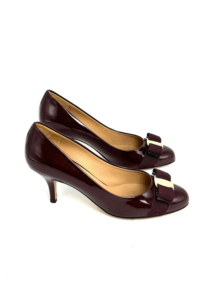 Preowned. Ferragamo Low Heel Bordeaux. 36.5|12566