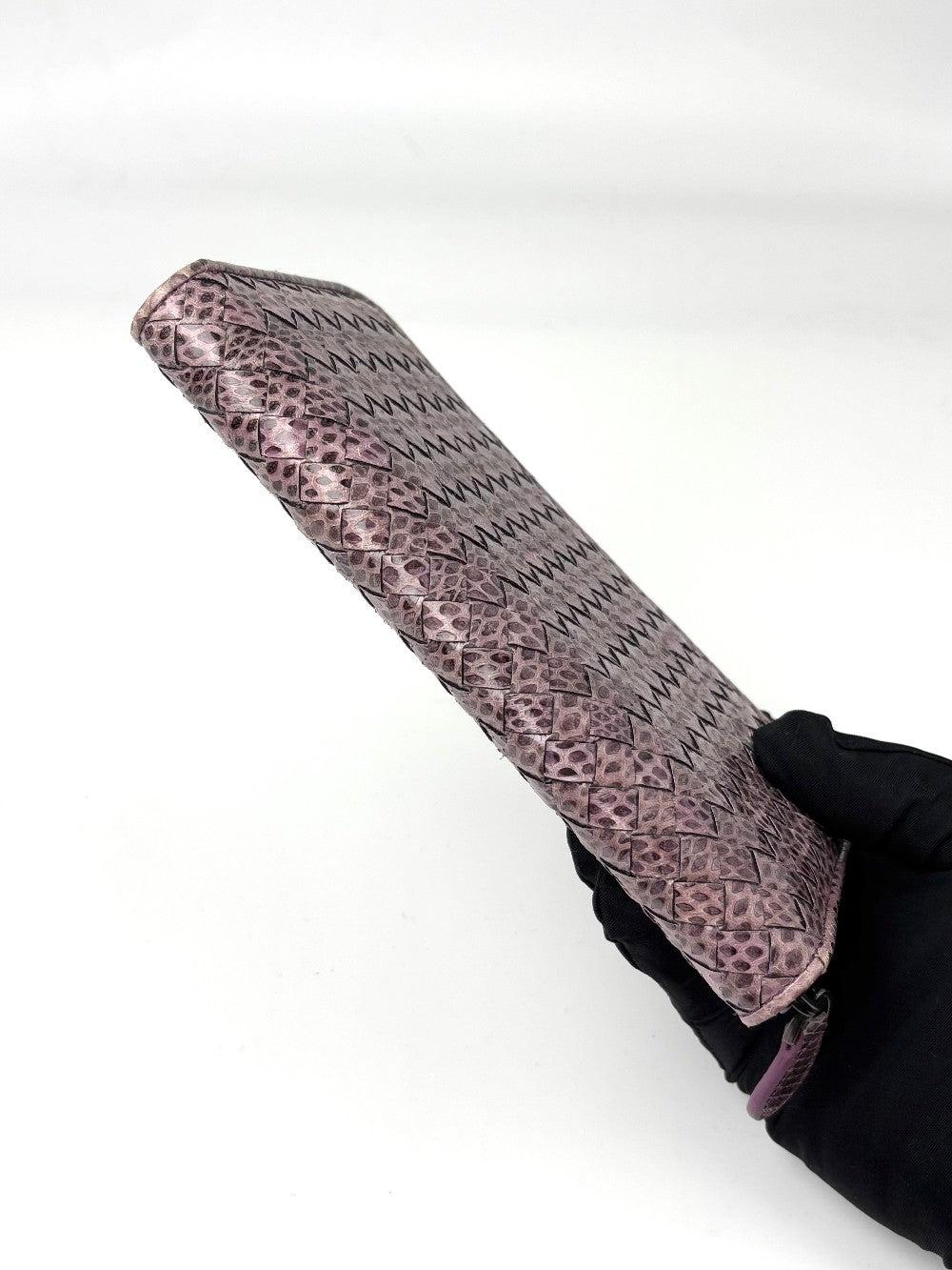 Preowned. Bottega Zip Long Wallet Metallic|7049