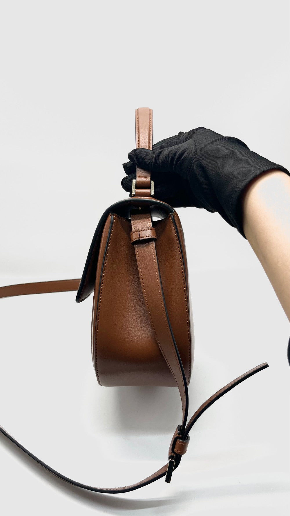 Unused. Valentino Borsa V Logo Two Way Cognac Brown GHW|16274