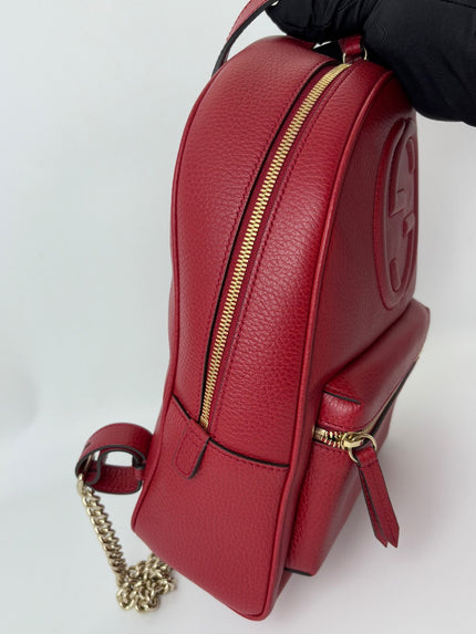 Preowned. Gucci Soho Chain Backpack Red|6393