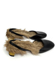 Like New. Gucci Slingback Fur Black. 34.5|10702