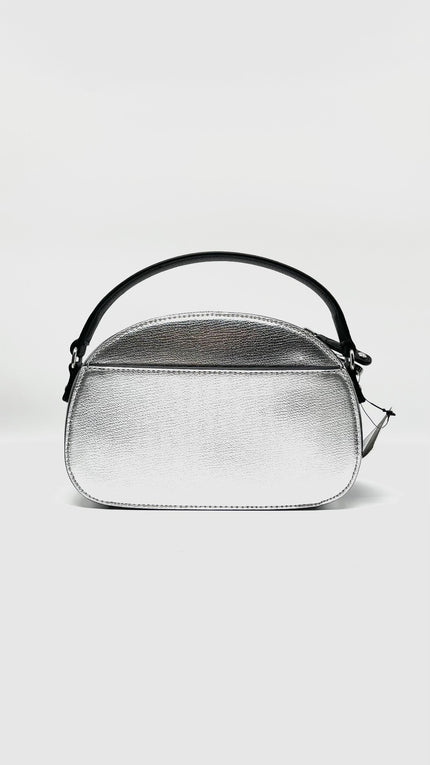 Unused. Karl Lagerfeld Paris Maybelle Dome Silver/Black Crossbody Bag|12097