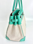 Preowned. Hermes Birkin 30 Toile Lagoon. L26C|3694