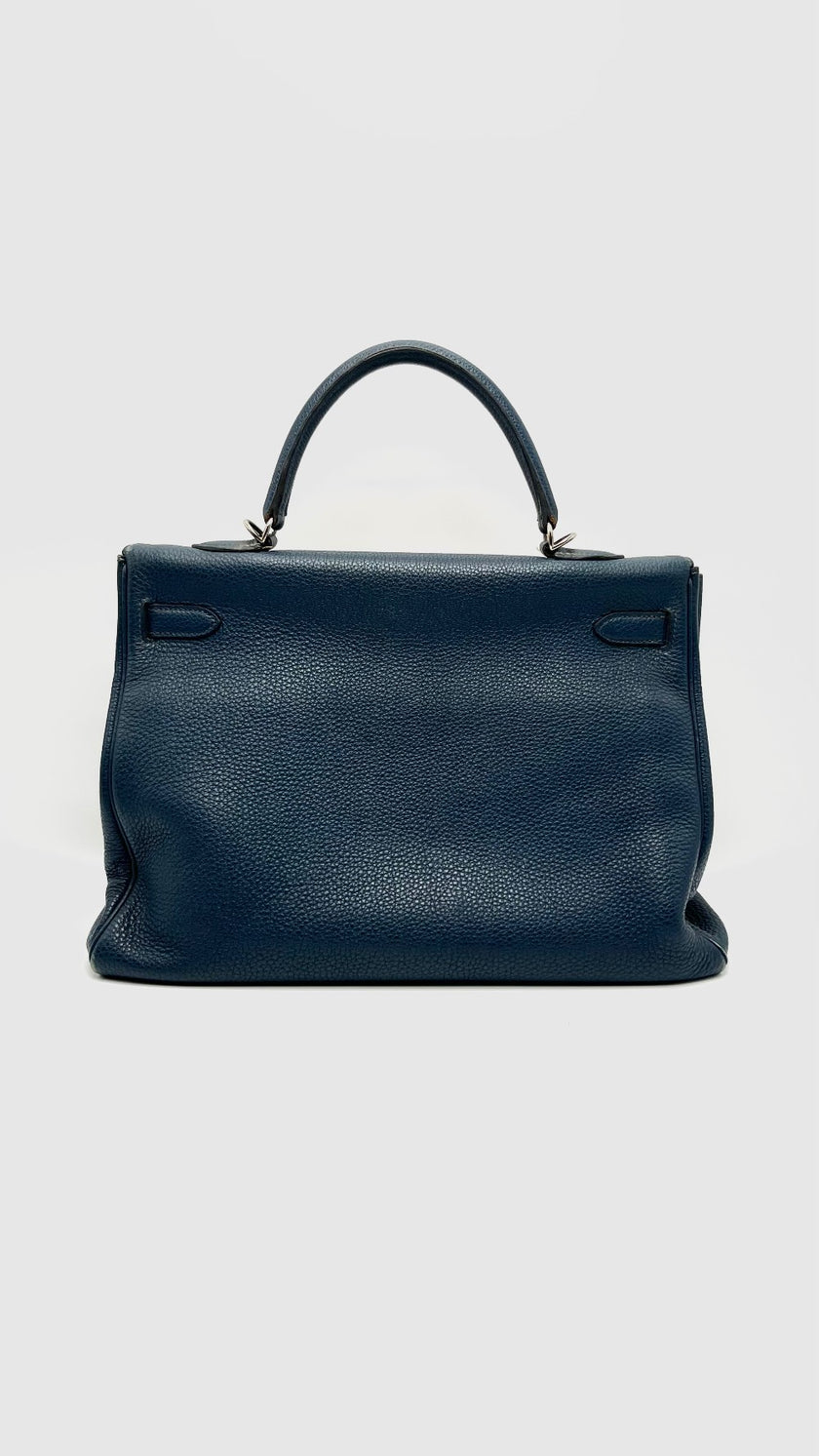Preowned. Hermes Kelly 35 Blue Marine Togo PHW. N32|16154