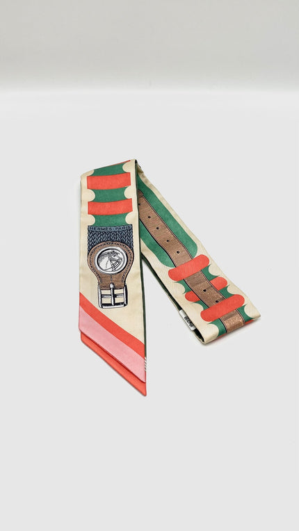 Brand New. Hermes Twilly Inventaire Poetique Beige/Corail/Vert|14849