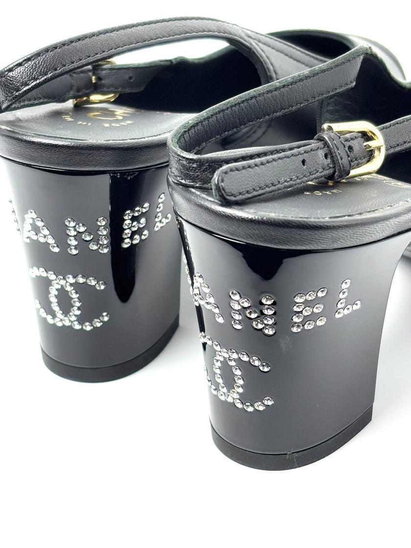 Brand New. Chanel Slingback Black Low Heel. 36|7666