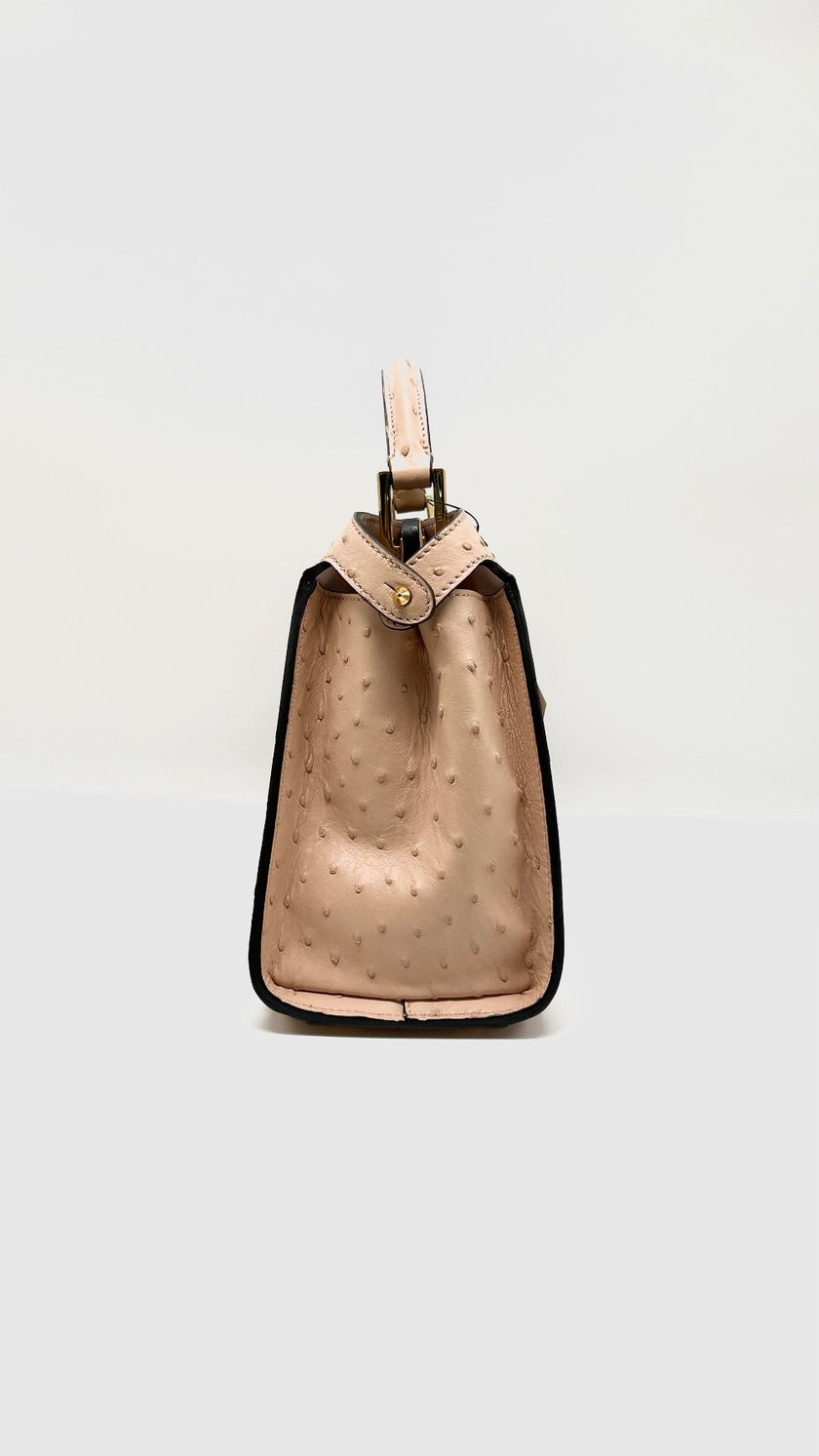 Brand New. Fendi Peekaboo Small Ostrich Pink|7841