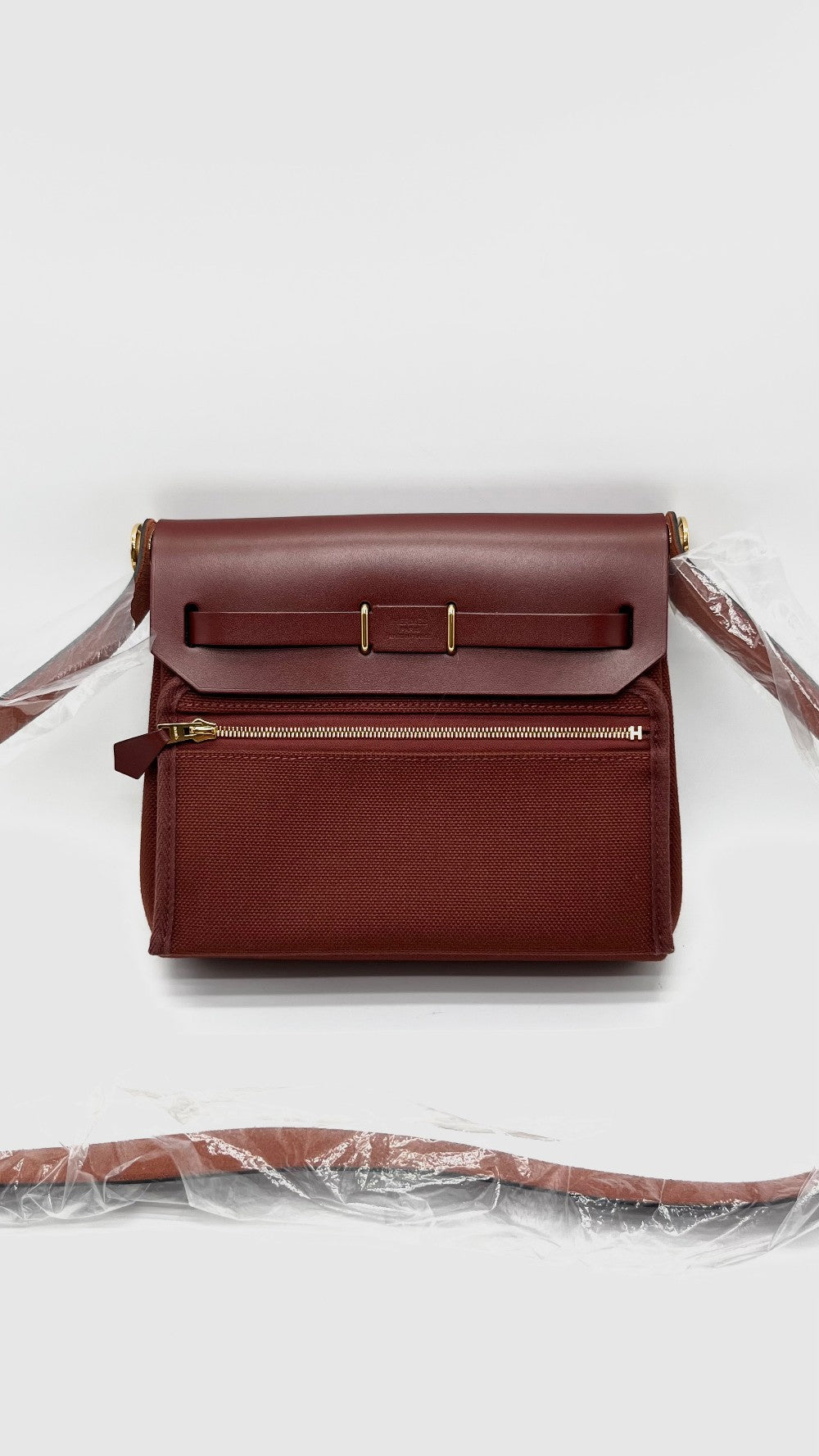 Brand New. Hermes Herbag Mini Rouge H Toile Canvas GHW. KTS005AU|16810