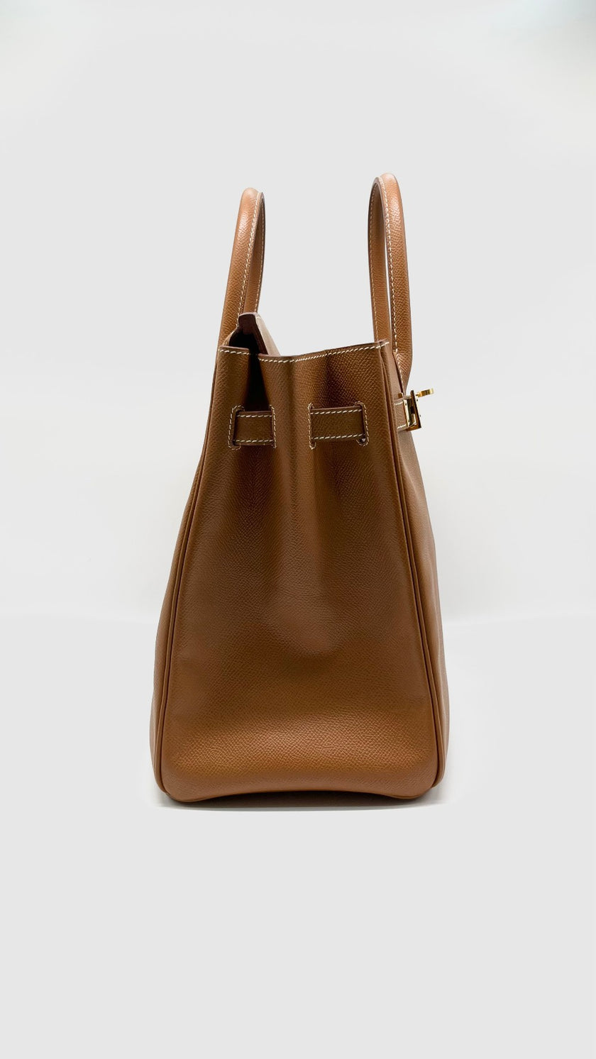 Preowned. Hermes Birkin Hac 32 Gold Epsom GHW. P26M|14034