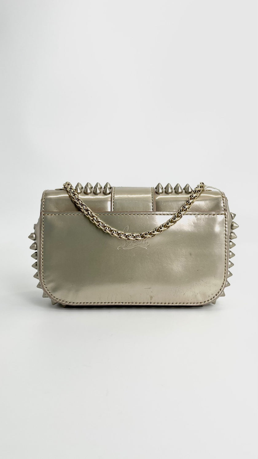 Preowned. Louboutin Spike Sweet Charity Mini Studded Silver|4512