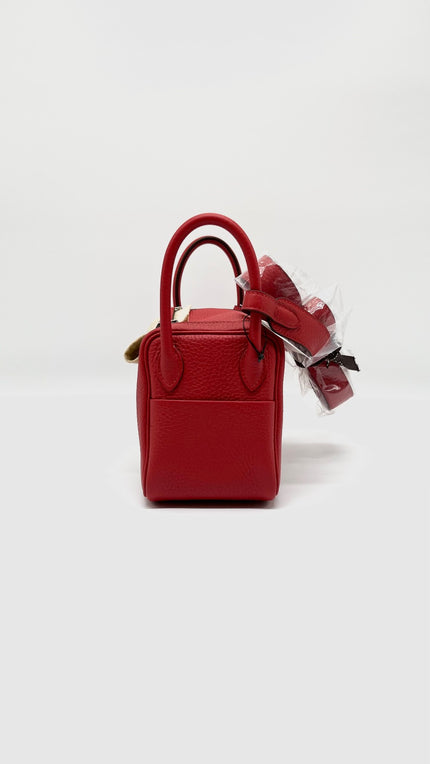 Brand New. Hermes Mini Lindy Rouge Radieux Togo PHW. KCT945KW|5295