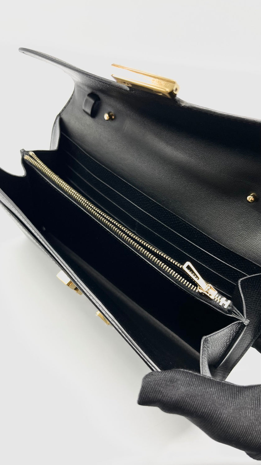 Like New. Hermes Constance To Go Epsom Black GHW. UNN001MC|13886