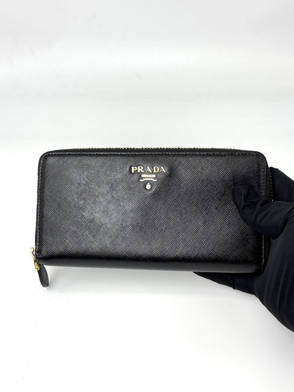 Preowned. Prada Zip Long Wallet Black|7014