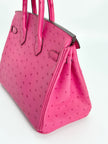 Preowned. Hermes Birkin 25 Rose Tyrien Ostrich PHW. DSA417NK|3333