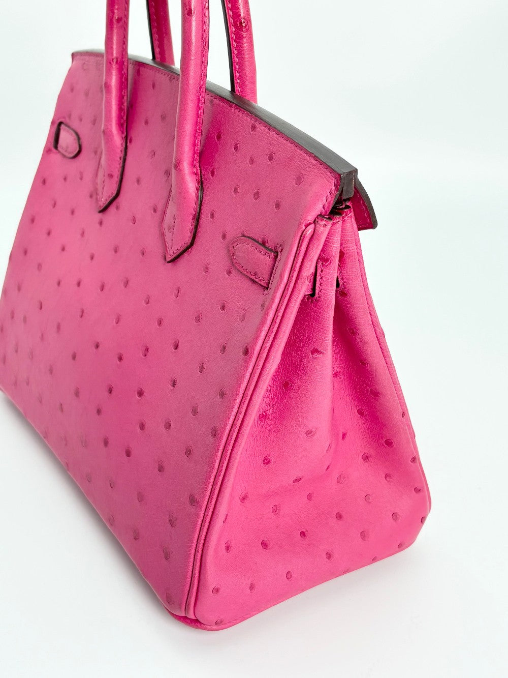 Preowned. Hermes Birkin 25 Rose Tyrien Ostrich PHW. DSA417NK|3333