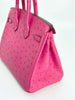 Preowned. Hermes Birkin 25 Rose Tyrien Ostrich PHW. DSA417NK|3333