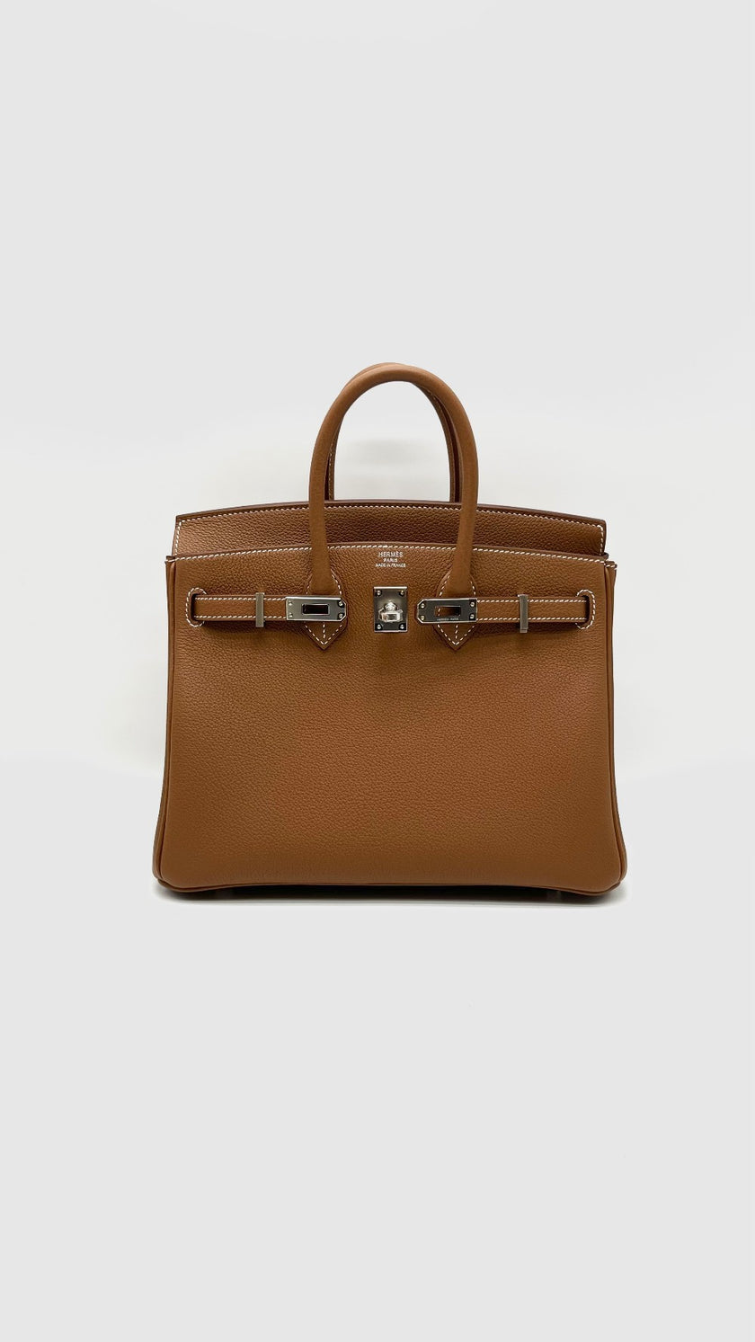 Brand New. Hermes Birkin 25 Gold Togo PHW. GTI969AZ|16641