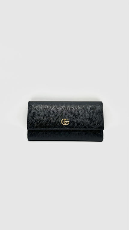 Like New. Gucci GG Marmont Continental Wallet Long Black GHW|13534