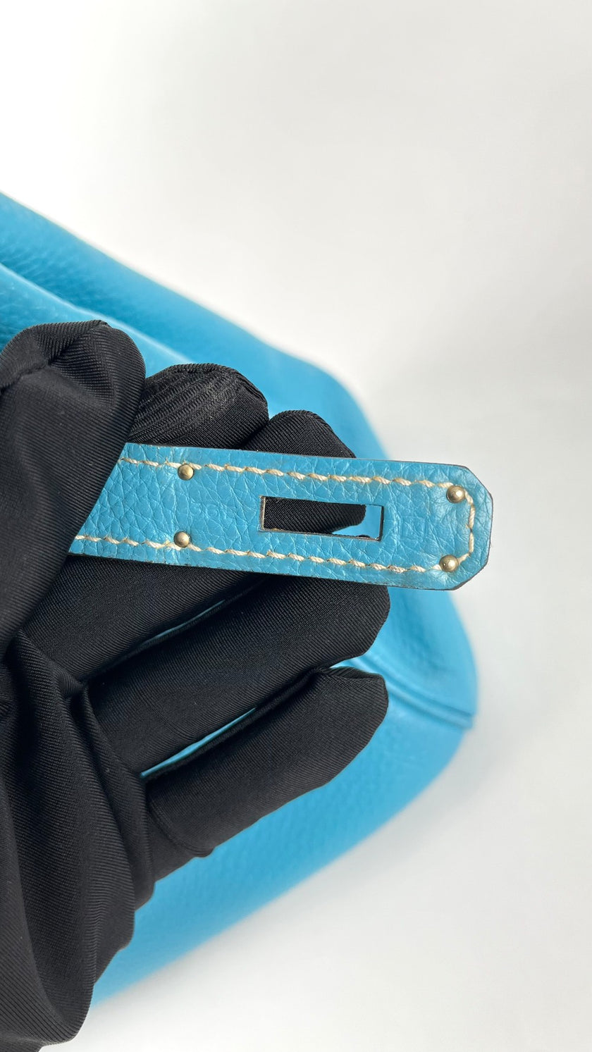 [SALE] Preowned. Hermes Birkin 30 Blue Jean Togo PHW. Square K39C|4770