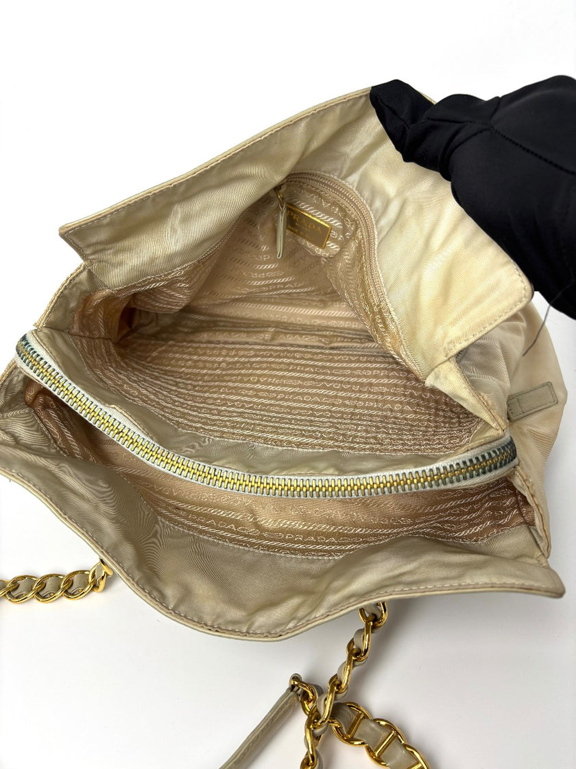 Preowned. Prada Chain Tote Beige|9494
