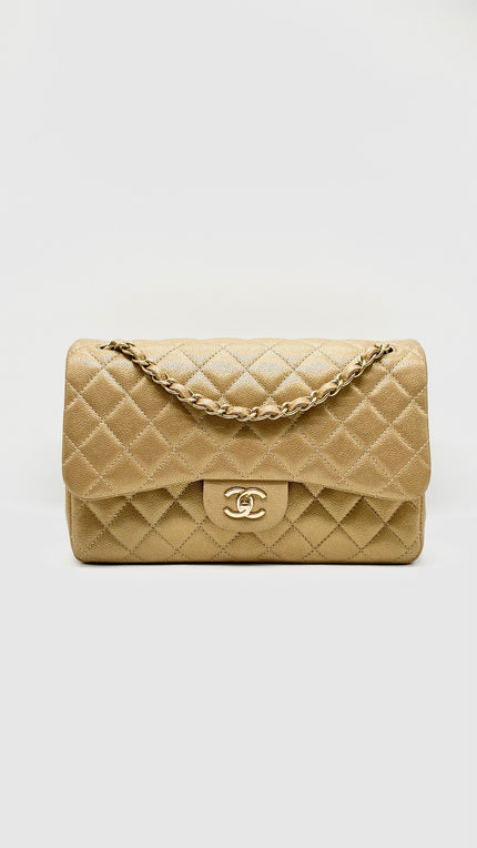 Preowned. Chanel Jumbo Double Flap Gold Caviar GHW.20619091|9847