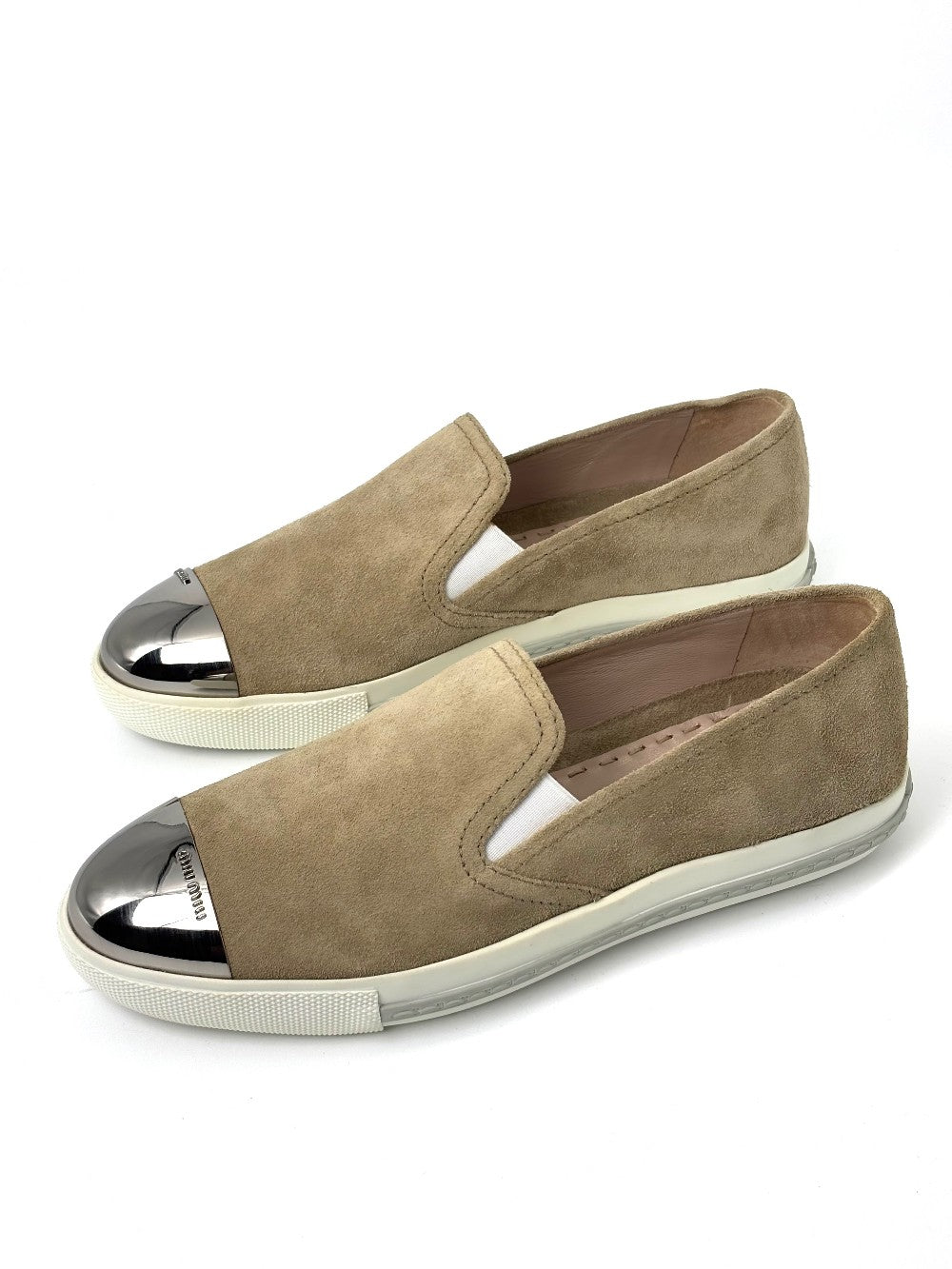 Brand New. Miu Miu Slip On Suede Beige. 37|7338