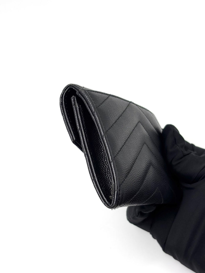 Preowned. YSL Compact Wallet Black|7131