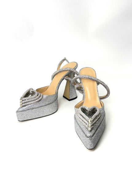 Brand New. Mach&Mach Heel Glitter Silver. 35.5|7410