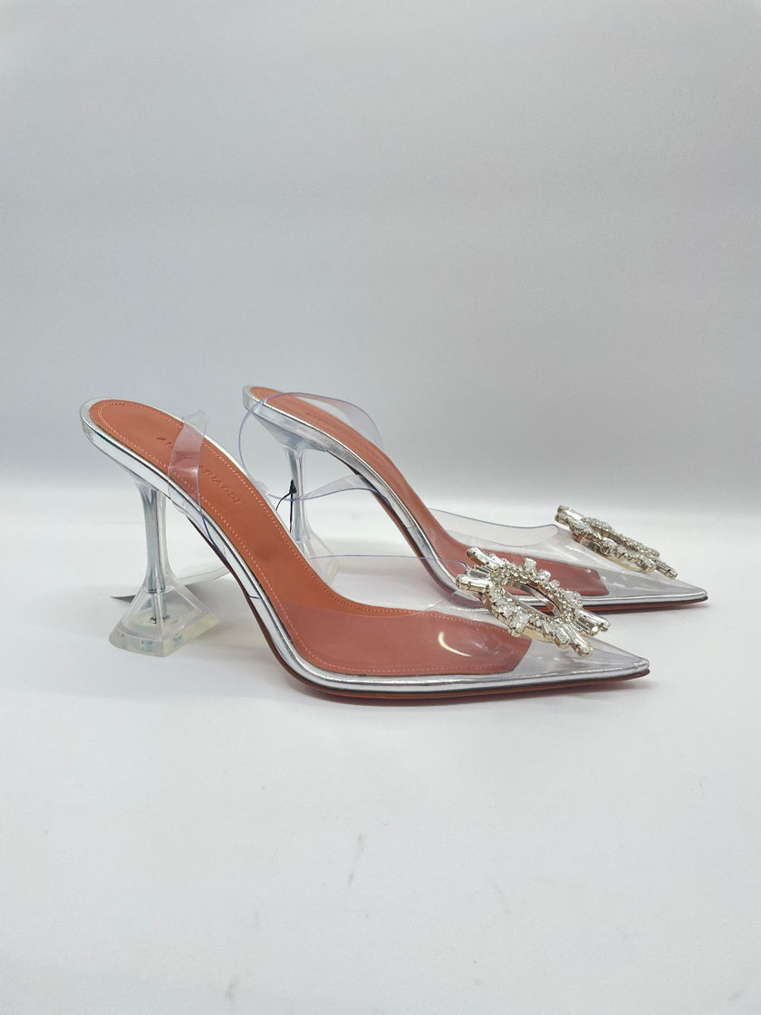 Brand New. Amina Muaddi Begum Slingback Glass. 37|10018