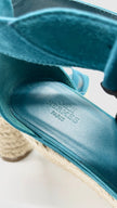 Preowned. Hermes Elda Espadrille Wedge Sandals Vert Oxford. 36|6919