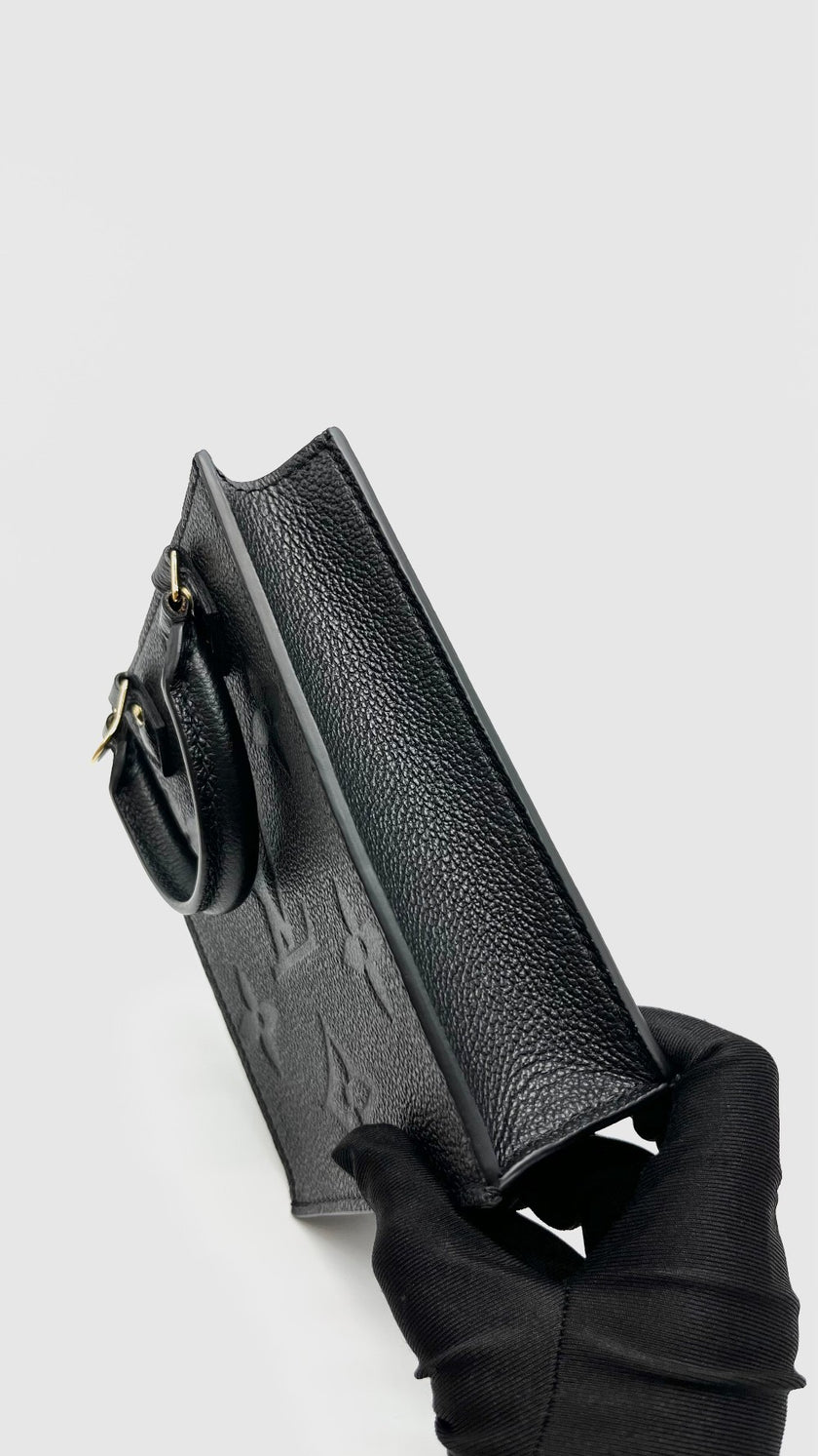 Like New. LV Sac Plat Petite Black Empreinte. Microchip|16510