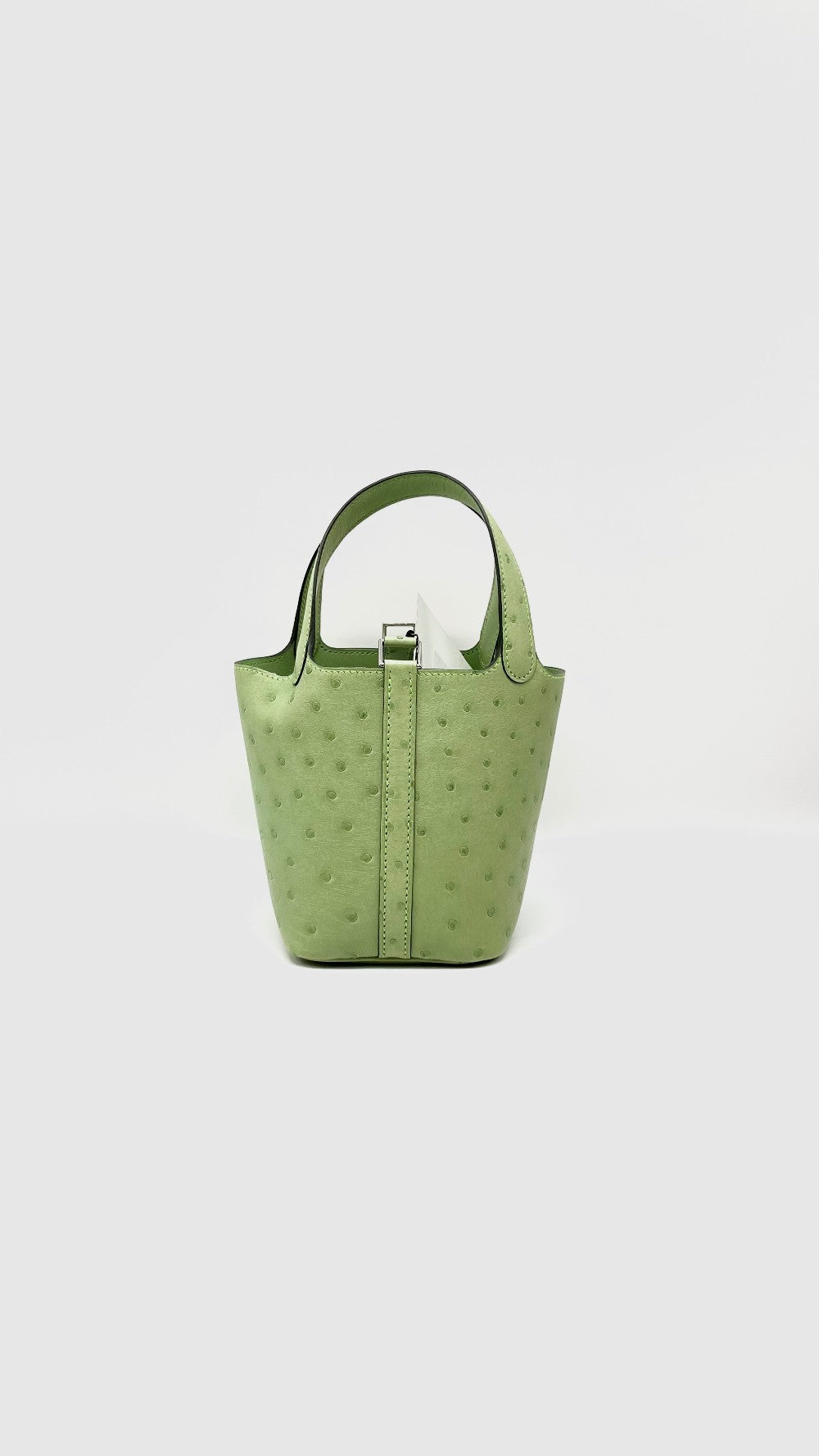 Unused. Hermes Picotin Lock Micro Ostrich Vert Criquet PHW. BSA010BT|15275