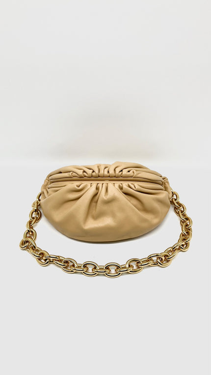 Unused. Bottega Chain Pouch Belt Bag Beige. GHW|13397