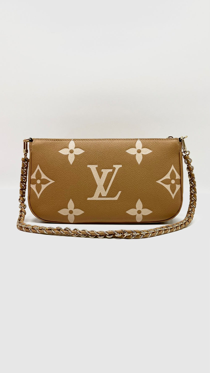 Like New. LV Multi Pochette Bicolor Monogram Empriente Arizona/Beige GHW. MCHIP|8569