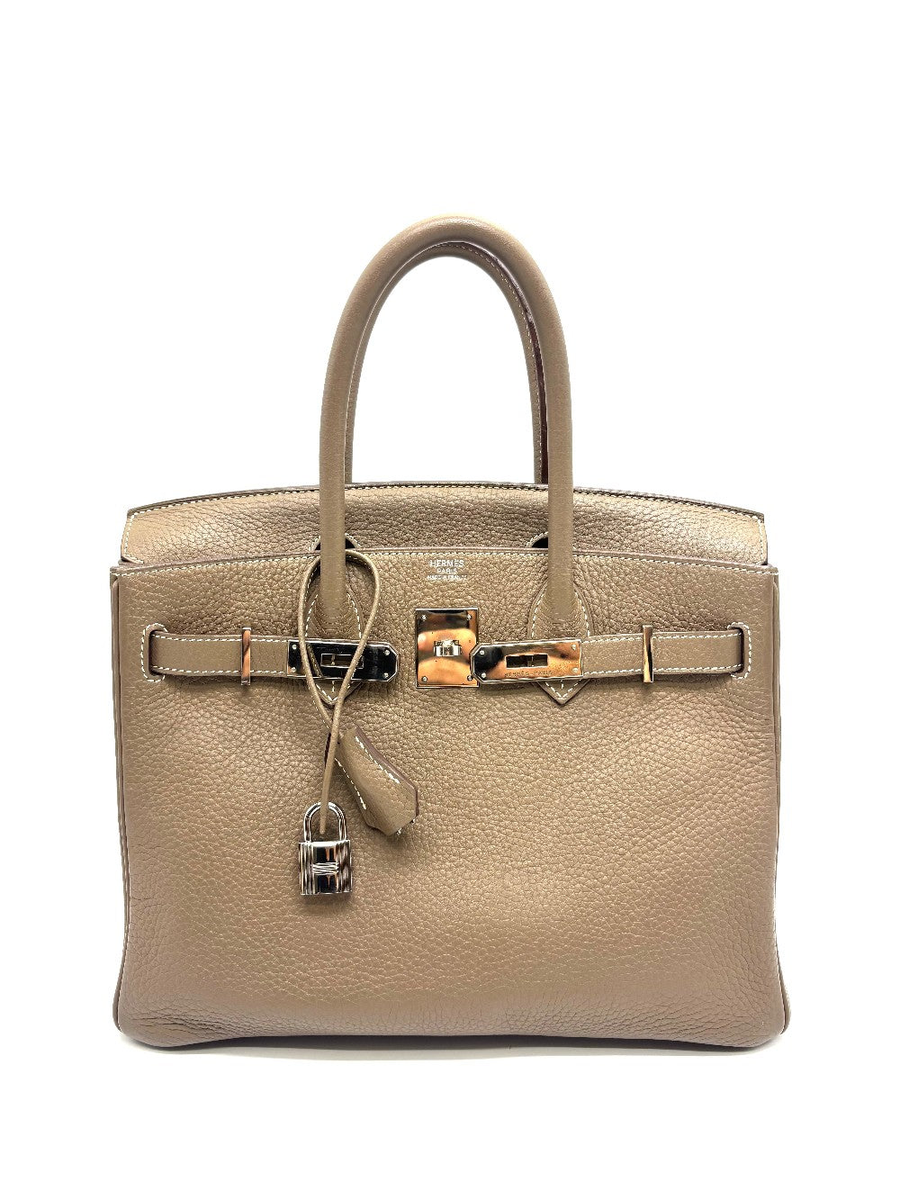 Preowned. Birkin 30 Etoupe Clemence PHW. NB28|17488