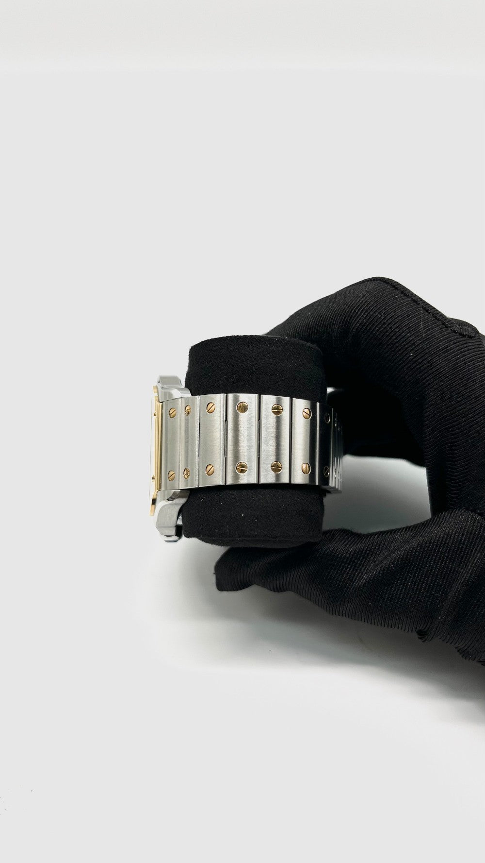 Preowned. Cartier Santos Large Silver Opaline DIal Two Toned Bezel Steel Bracelet 39.8mm 22 Links|10893