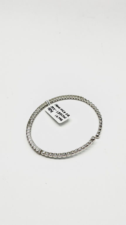 Brand New. HK Setting Tennis Cuff Bangle 18k WG1.89 TCW|13489