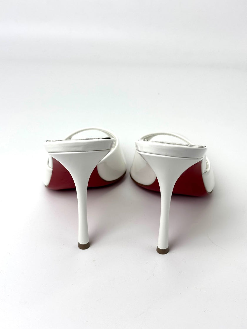Brand New. Christian Louboutin Miss Z Mule White Patent. 36|7252